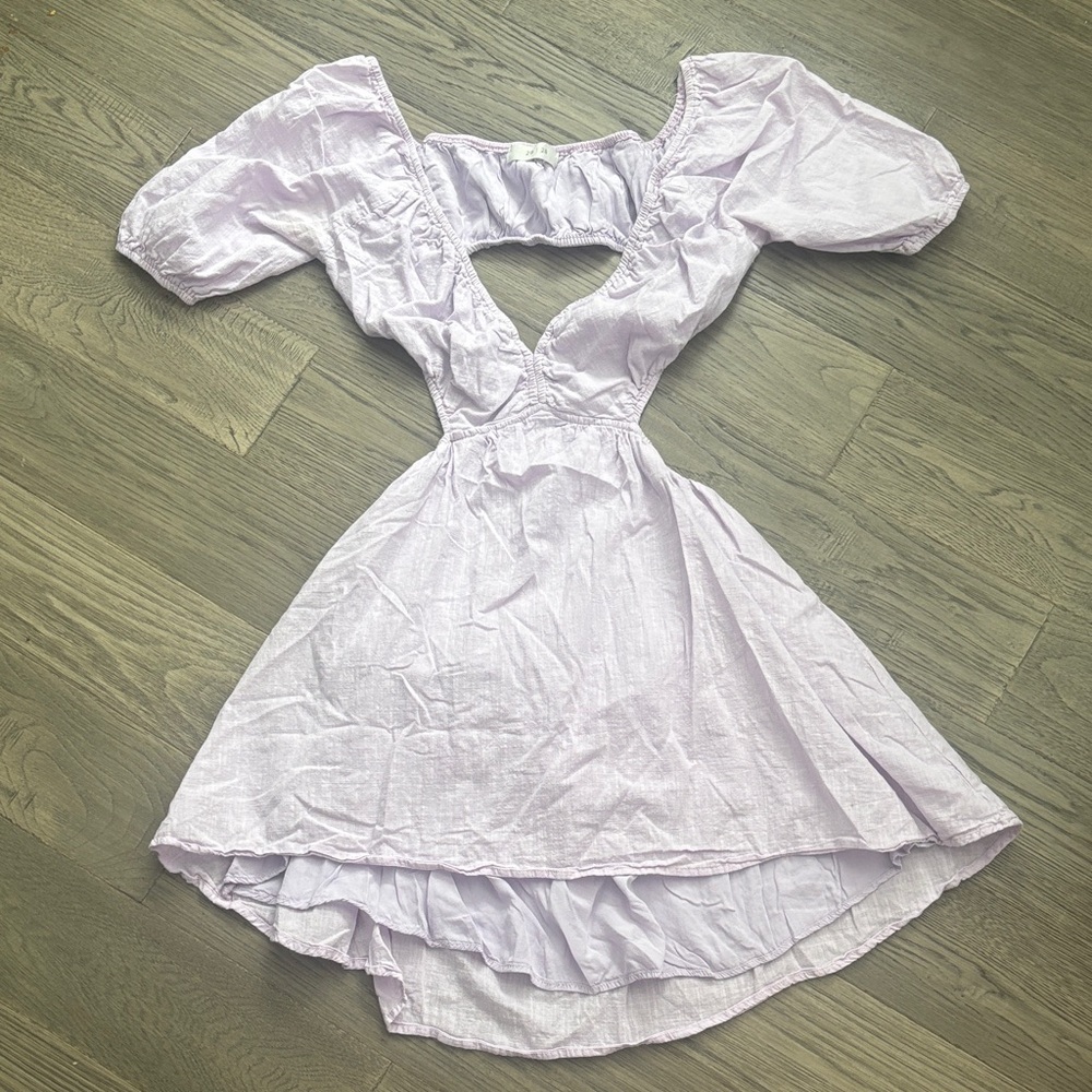 29 | 28 | Lavender Light Purple Puff Sleeve Backless Summer Dress Size Medium